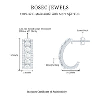 Certified Moissanite J Hoop Earrings for Women