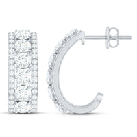 Certified Moissanite J Hoop Earrings for Women