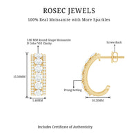 Certified Moissanite J Hoop Earrings for Women