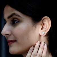 Certified Moissanite Heart Stud Earrings with Halo