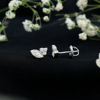 Marquise Shape Moissanite Stud Earrings with Screw Back