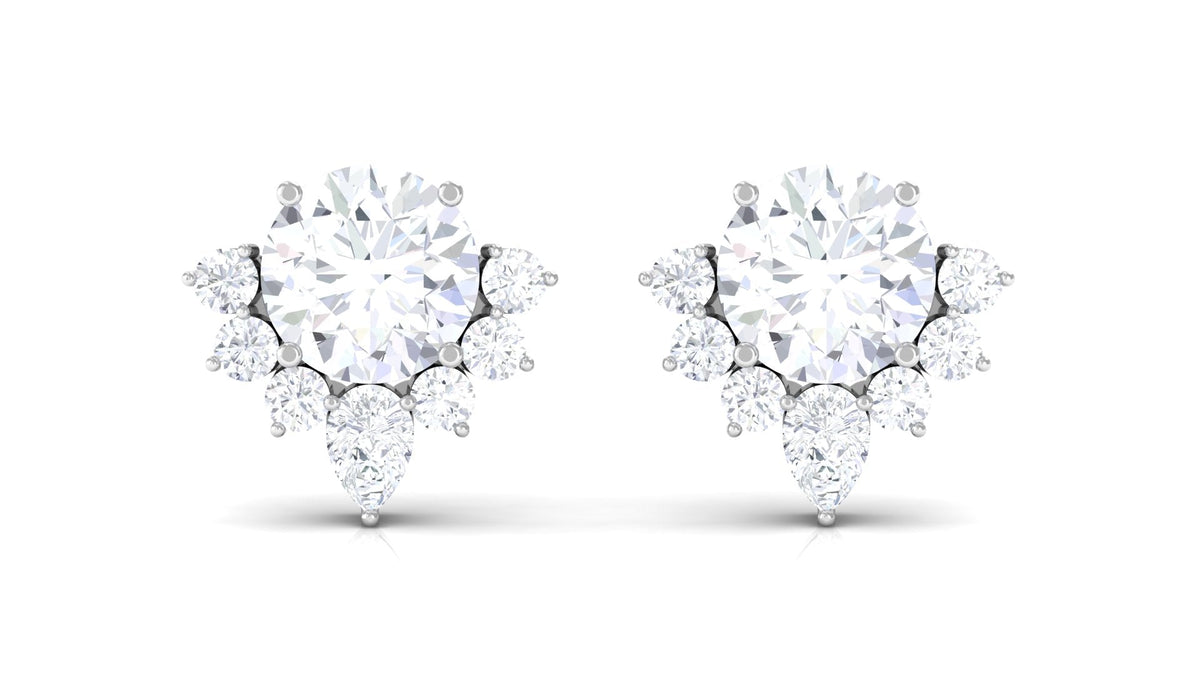1.50 CT Certified Moissanite Classic Stud Earrings with Half Halo