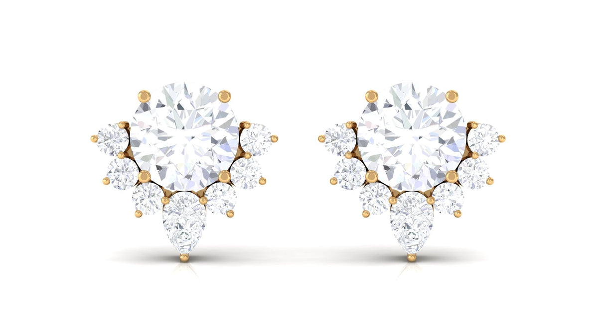 1.50 CT Certified Moissanite Classic Stud Earrings with Half Halo