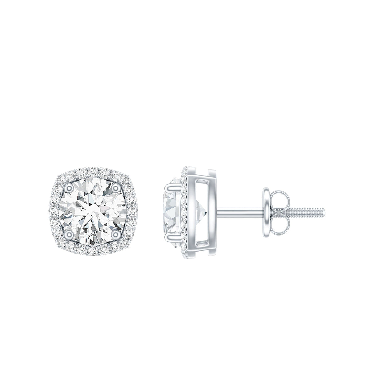 2.25 CT Round Shape Moissanite Stud Earrings with Halo