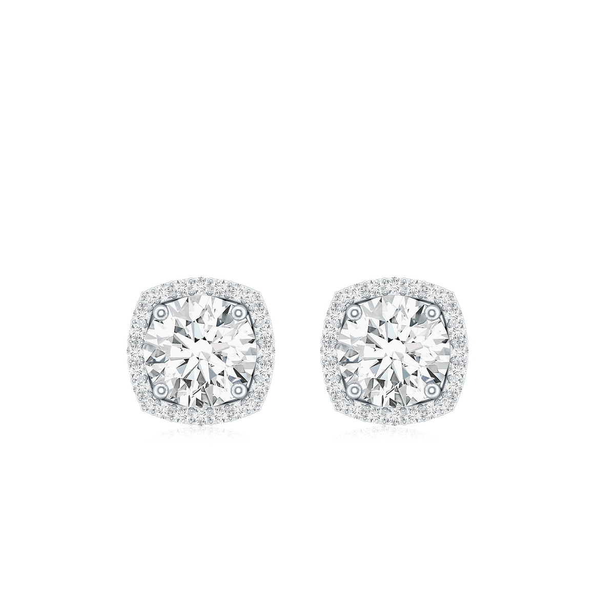 2.25 CT Round Shape Moissanite Stud Earrings with Halo
