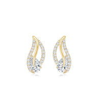 Certified Moissanite Leaf Stud Earrings with Screw Back