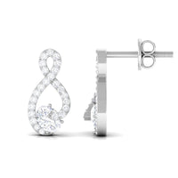 Certified Moissanite Infinity Stud Earrings with Screw Back