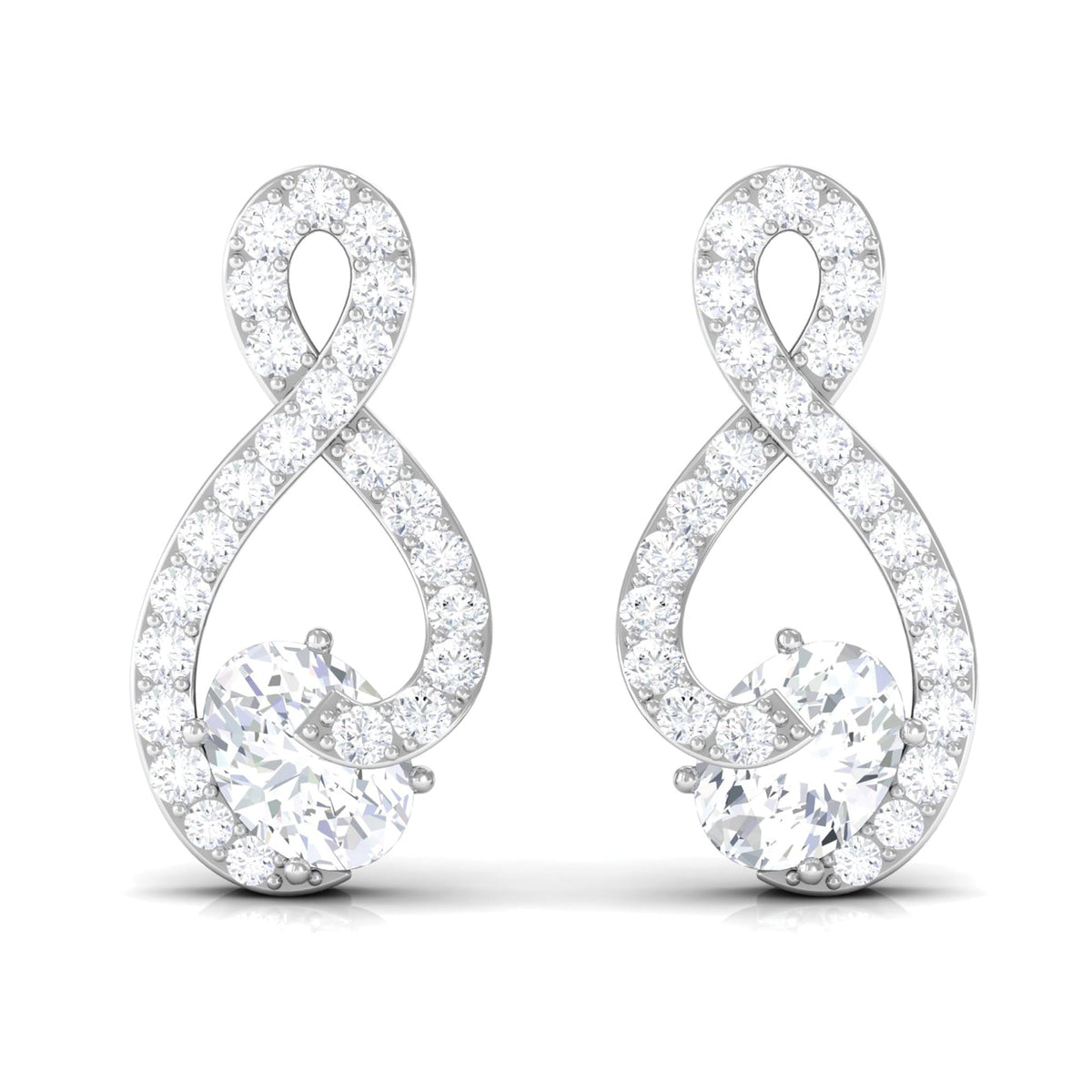Certified Moissanite Infinity Stud Earrings with Screw Back