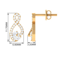 Certified Moissanite Infinity Stud Earrings with Screw Back