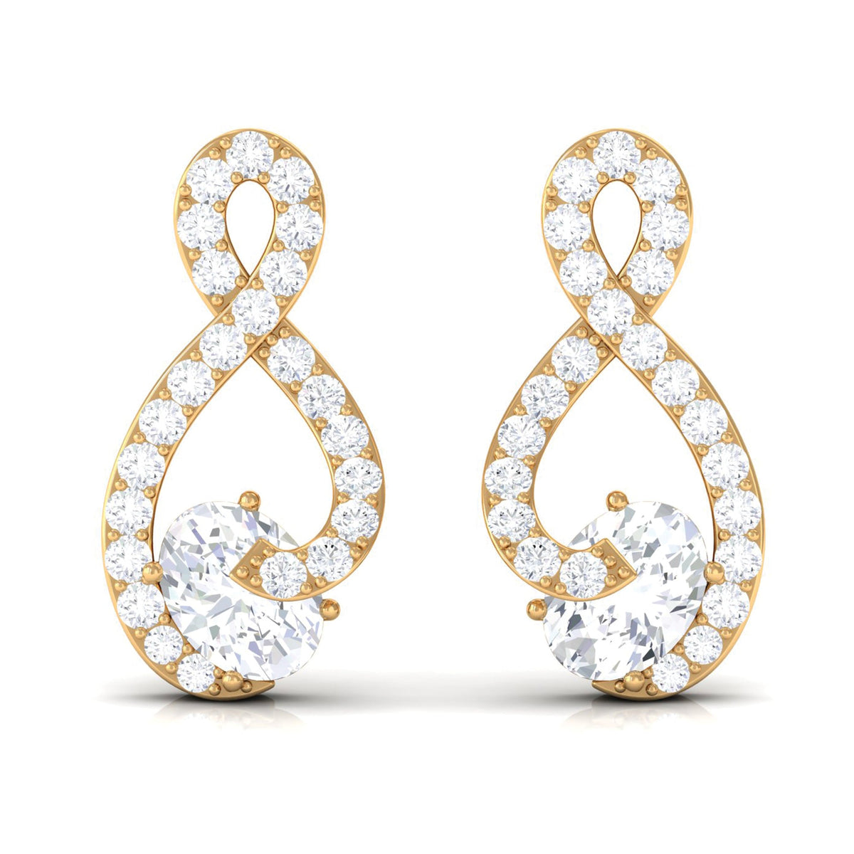 Certified Moissanite Infinity Stud Earrings with Screw Back