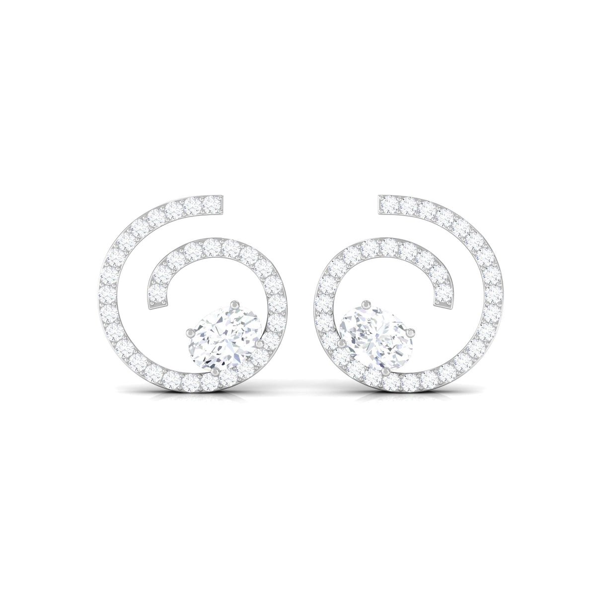 Certified Moissanite Swirl Stud Earrings for Women