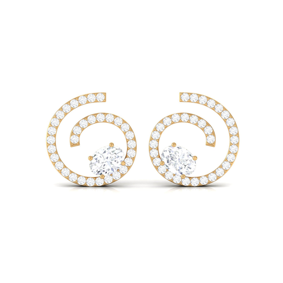 Certified Moissanite Swirl Stud Earrings for Women