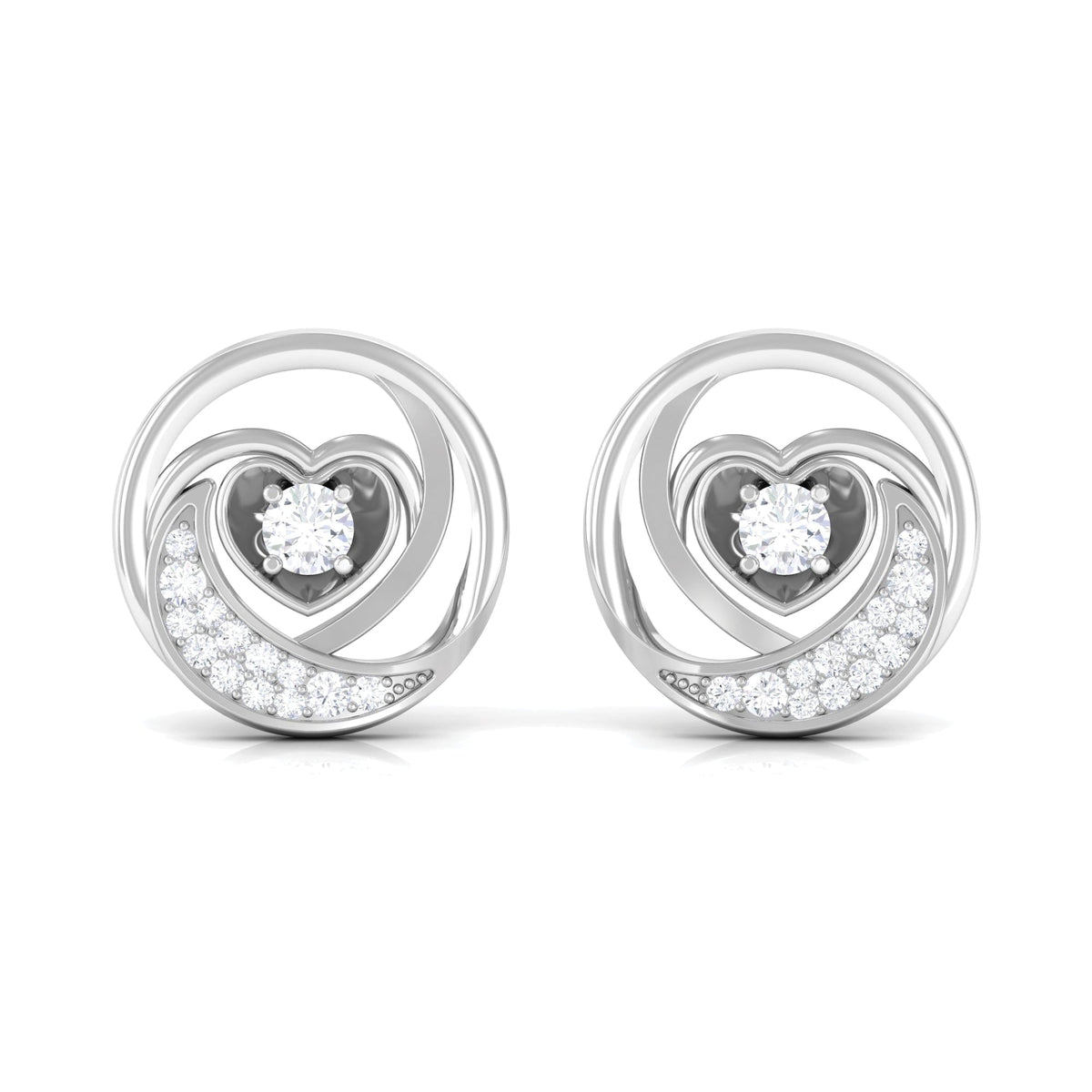 Certified Moissanite Heart Stud Earrings for Women