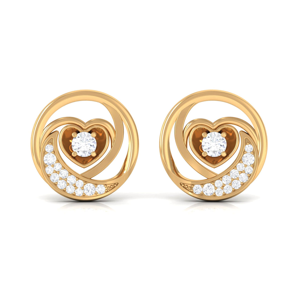 Certified Moissanite Heart Stud Earrings for Women