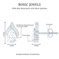 Classic 1.5 Carat Moissanite Stud Earrings with Screw Back