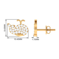 Cute Moissanite Fish Earrings with Screw Back