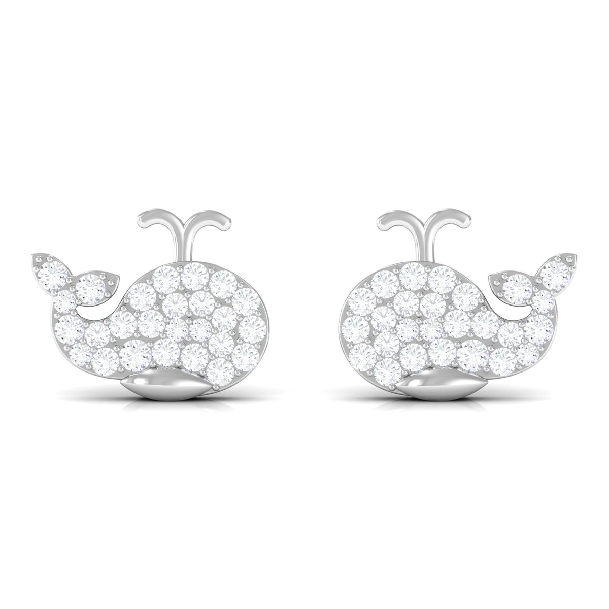 Cute Moissanite Fish Earrings with Screw Back