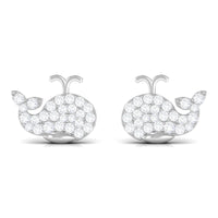 Cute Moissanite Fish Earrings with Screw Back