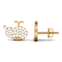 Cute Moissanite Fish Earrings with Screw Back