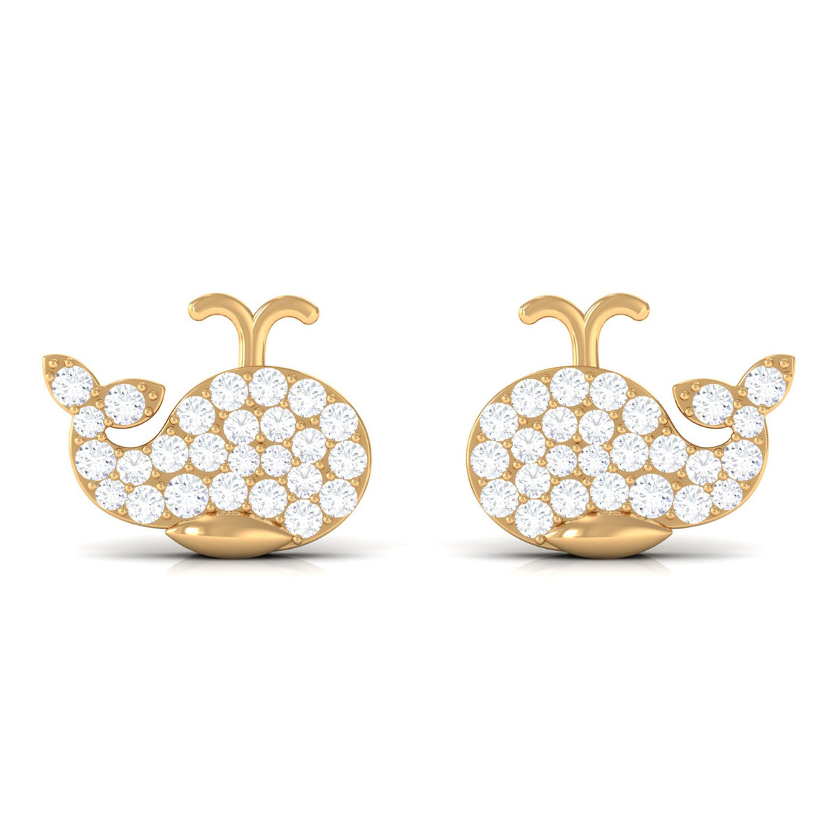 Cute Moissanite Fish Earrings with Screw Back