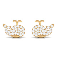 Cute Moissanite Fish Earrings with Screw Back