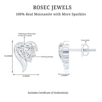 Heart Shape Moissanite Stud Earrings with Screw Back