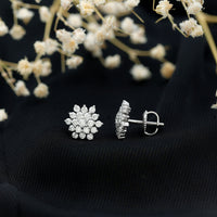 Certified Moissanite Cluster Stud Earrings for Women