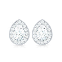 Certified Pear Shape Moissanite Teardrop Earrings with Halo