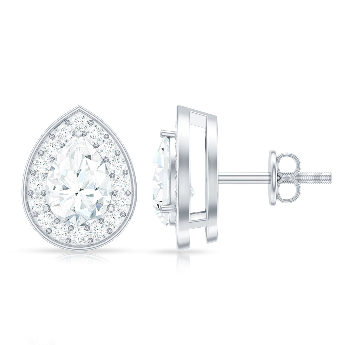 Certified Pear Shape Moissanite Teardrop Earrings with Halo