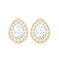 Certified Pear Shape Moissanite Teardrop Earrings with Halo