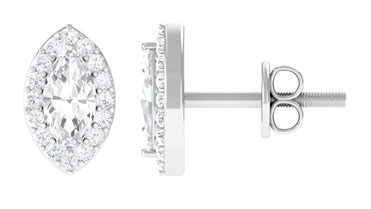 Certified Marquise Moissanite Stud Earrings with Halo