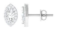 Certified Marquise Moissanite Stud Earrings with Halo