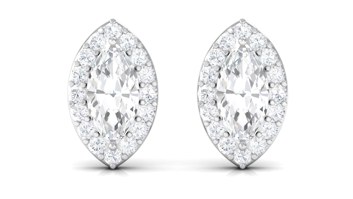 Certified Marquise Moissanite Stud Earrings with Halo