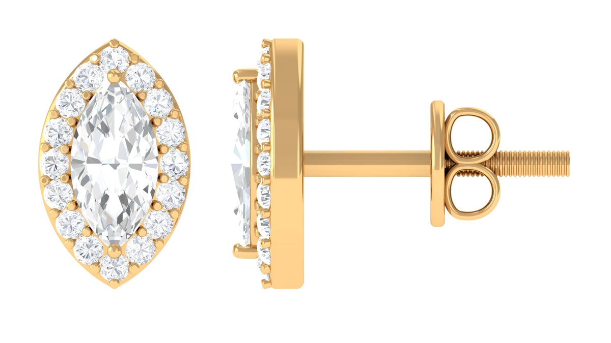 Certified Marquise Moissanite Stud Earrings with Halo