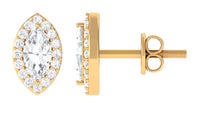 Certified Marquise Moissanite Stud Earrings with Halo
