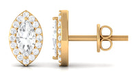Certified Marquise Moissanite Stud Earrings with Halo