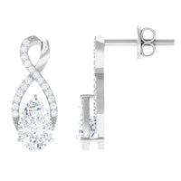 Infinity Stud Earrings with 0.7 Carat Pear Shape Moissanite for Women