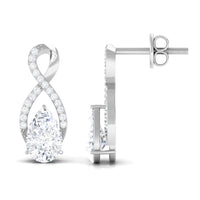 Infinity Stud Earrings with 0.7 Carat Pear Shape Moissanite for Women