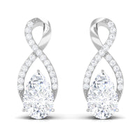 Infinity Stud Earrings with 0.7 Carat Pear Shape Moissanite for Women