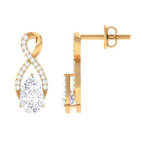 Infinity Stud Earrings with 0.7 Carat Pear Shape Moissanite for Women