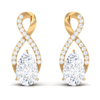 Infinity Stud Earrings with 0.7 Carat Pear Shape Moissanite for Women