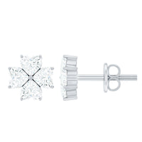 Certified Heart Shape Moissanite Flower Stud Earrings
