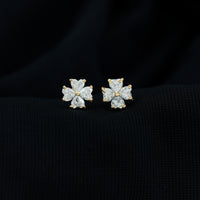 Certified Heart Shape Moissanite Flower Stud Earrings