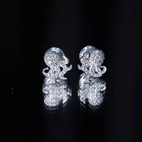 Real Diamond Octopus Stud Earrings for Women