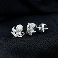 Real Diamond Octopus Stud Earrings for Women