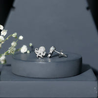 Real Diamond Octopus Stud Earrings for Women