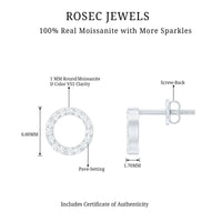 Round Cut Moissanite Eternity Stud Earrings with Screw Back