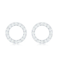Round Cut Moissanite Eternity Stud Earrings with Screw Back