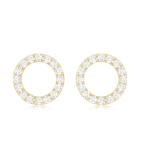 Round Cut Moissanite Eternity Stud Earrings with Screw Back