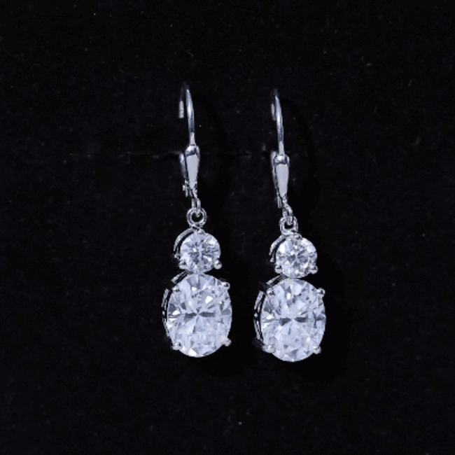 Certified 7 Carat Moissanite Hoop Drop Earrings in Silver